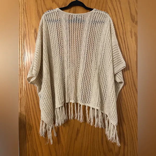 POL Cream Oversized Cap Sleeve Cardigan with Fringe - NWOT - Size S - Image 2