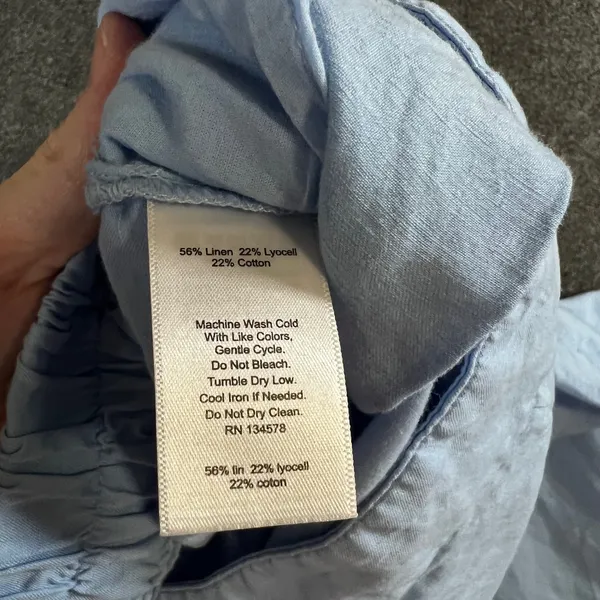Vineyard Vines Womens Blue Linen Blend Wide Leg Crop Pants Size M High Rise - Image 6