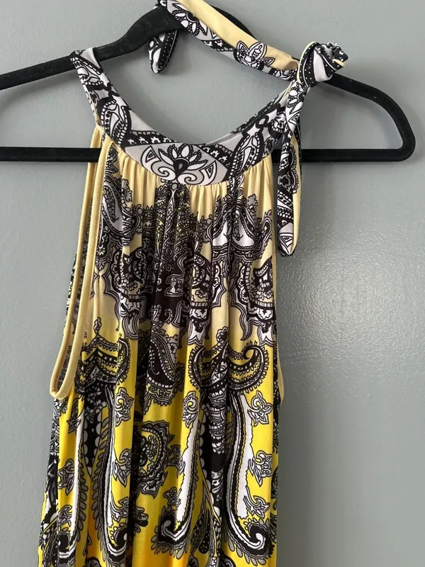 Seven Islands XL Yellow Paisley Halter Maxi Dress Resort Vacation Boho summer - Image 4
