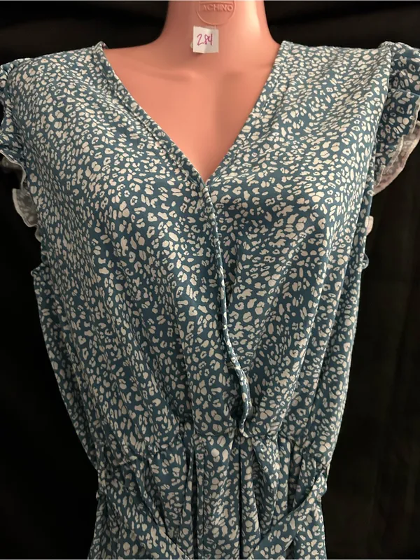 Cupshe Women’s Sleeveless Blue & White Floral Printed Tie-Waist Romper MD NWT - Image 7