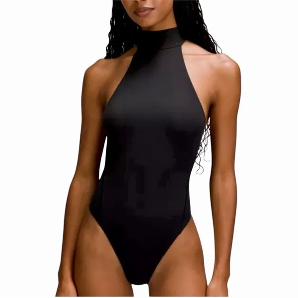 Lululemon Wundermost Ultra-Soft Nulu Mockneck Sleeveless Bodysuit-Black - Image 2