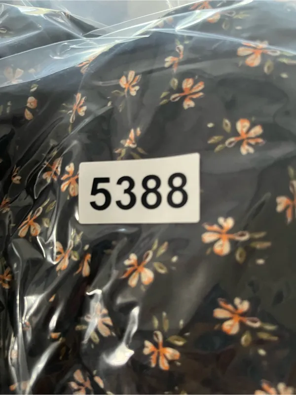 Black Orange Floral Print Puff Sleeve Smocked Midi Dress Medium Cottagecore - Image 10