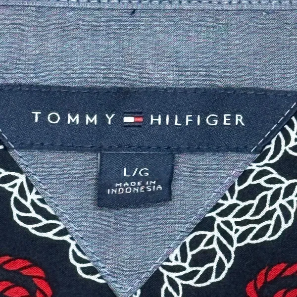 Tommy Hilfiger‎ Top Sz L Abstract Patriotic Print Button Up Shirt Preppy Casual - Image 7
