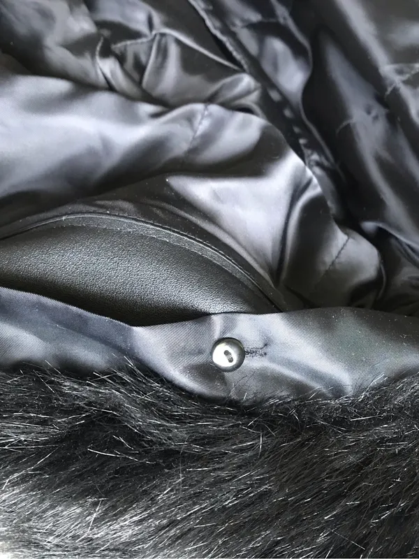 NWT Black Faux-Fur Collar Leather Trench Coat - Image 12