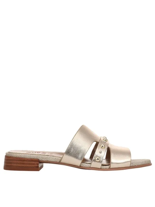 NWT Naturalizer Niche Slide Sandal Metallic Leather Studded Champagne Brown 8M - Image 6