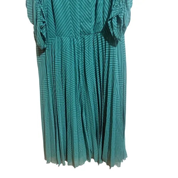 ASOS DESIGN Curve Midi Dress Womens 22 Green Excellent Ruched Chevron Smocked - Image 13