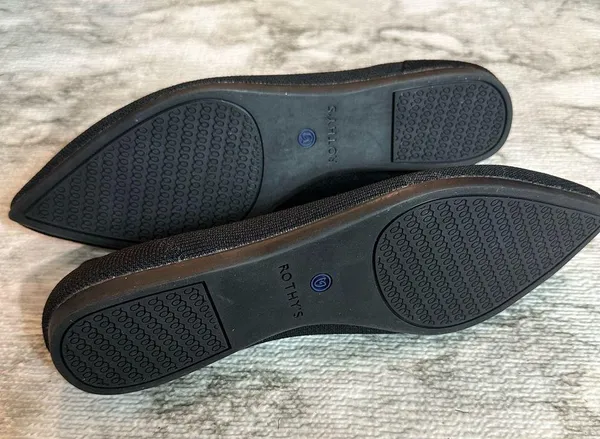 Rothy’s Women's The Point Flats Size 8W Black Blue Knit Slip On Shoes - Image 10