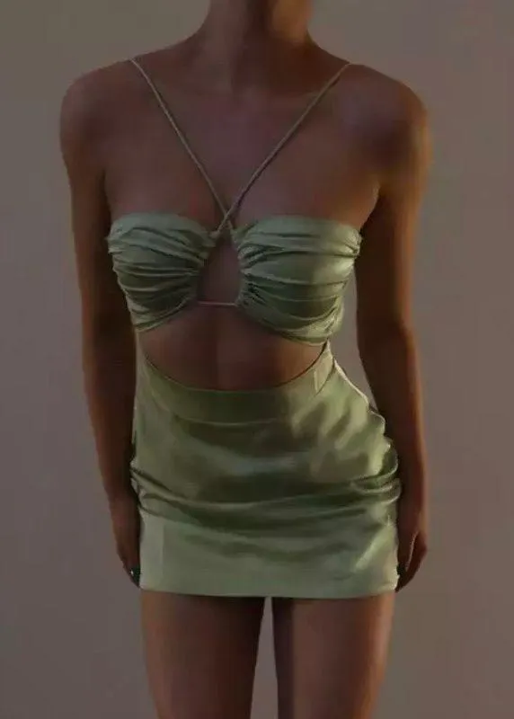 Boutique Green Y2K Cutout Bodycon Dress Size Small - Image 3