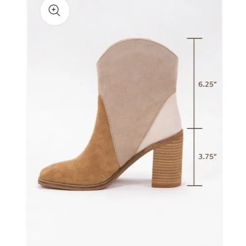 Chic CCOCCI‎ Women's Kendall Tri-tone Ankle Boot Black/Camel/Taupe Size 7.5 - Image 9