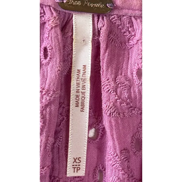 Free People Maddison Orchid Eyelet Oversized Balloon Sleeve Blouse XS - Image 5