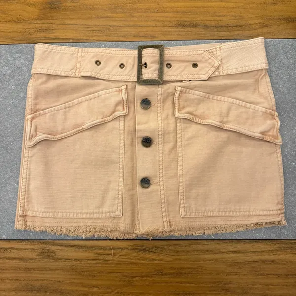 Free People Hang On Tight Belted Utility Mini Skirt in Sand Size 6 NWOT - Image 3