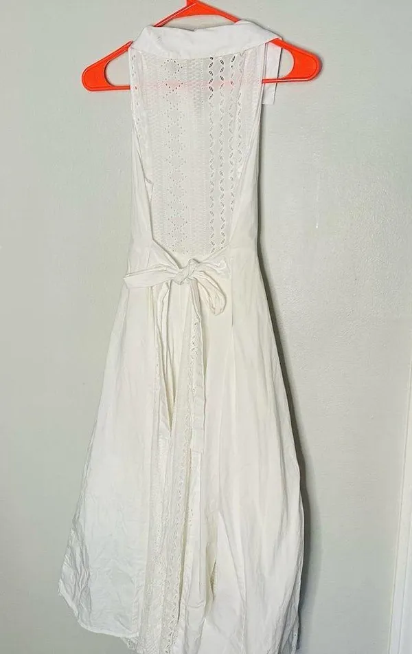 Marissa Webb White Cotton Poplin Sleeveless Button Front Collared Dress Size 6 - Image 12