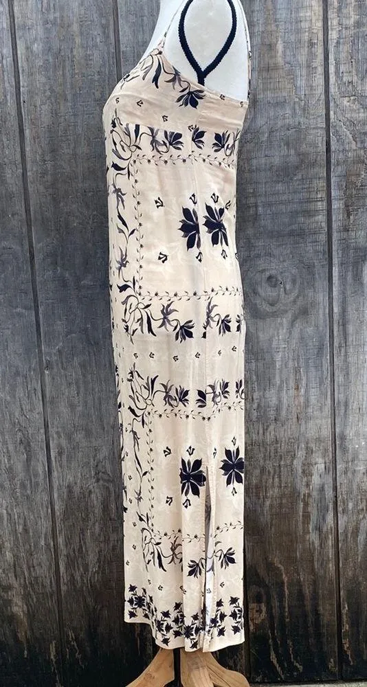 EUC Forever 21 Cream Slip Midi Dress Spaghetti Strap Cocktail Size 2 Whimsical - Image 3