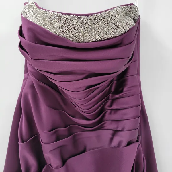 DaVinci Prom Dress Womens 14 Purple Satin Strapless Jeweled Band Formal Cocktail - Image 2