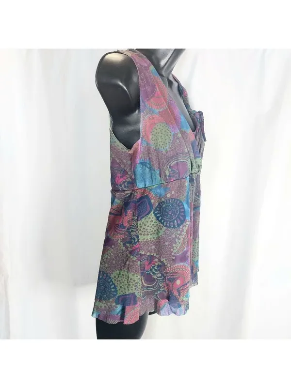 Daisy & Clover Paisley Nylon Pullover Babydoll Sleeveless Top - Image 3