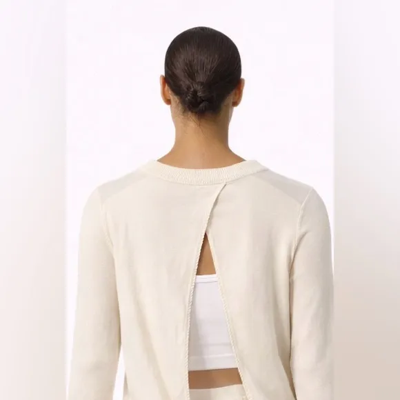 Lululemon Cream Minimalist Cashmere Blend Open Back Longline Medium Sweater - Image 9