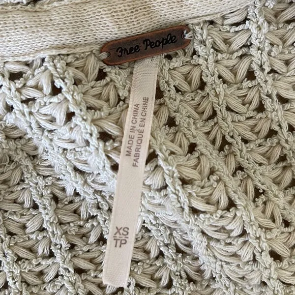 Free People Cream‎ I'II Be Around Knit Fringe Cardigan Size XS - Image 8