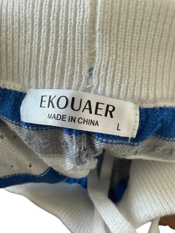 EKOUAER Blue White Striped Casual Two Piece Set Size Large NEW NWT - Image 8