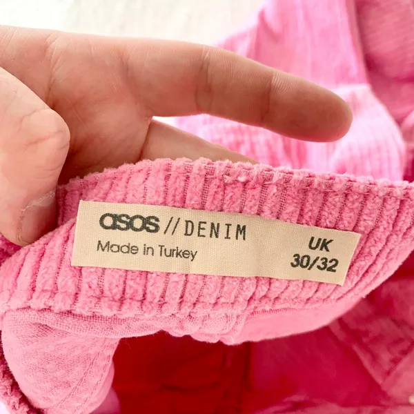 ASOS‎ Pink Corduroy High Waisted Pants Womens Size 30 Y2K Retro Cotton Trousers - Image 5