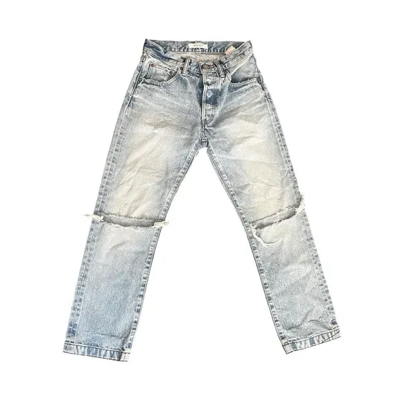 MOUSSY Vintage Light Wash Distressed Straight Jeans Size 24 Made in Japan - Image 2