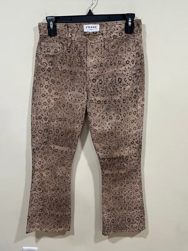 Frame Leopard Cheetah Print Pants Le Crop Mini Boot Jeans 25 ankle kick flare - Image 6