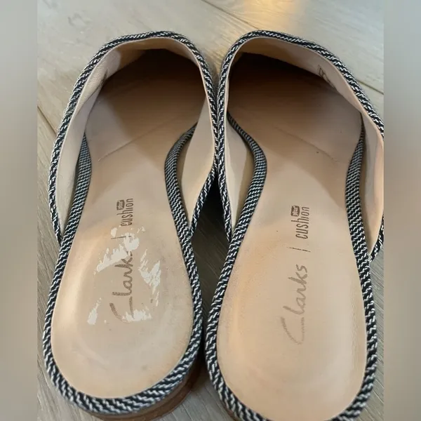 Clarks Cushion Plus Canvas Mule Pure Blush Navy Striped Slip‎ On Mules Shoes 7.5 - Image 4