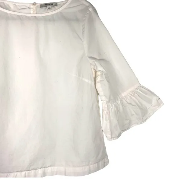 Madewell White Bell Sleeves Poplin Top Blouse M - Image 5