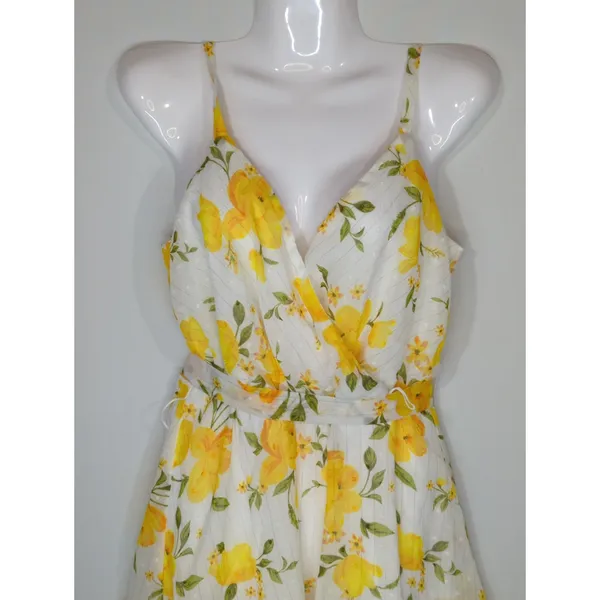 Crystal Doll White &‎ Yellow Floral Belted Mini Dress SMALL NWT Cottage Prairie - Image 2