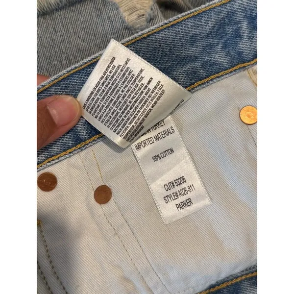 AGOLDE Womens Shorts Blue Parker Vintage Cut Off Denim Distressed Jean Size 31 - Image 9
