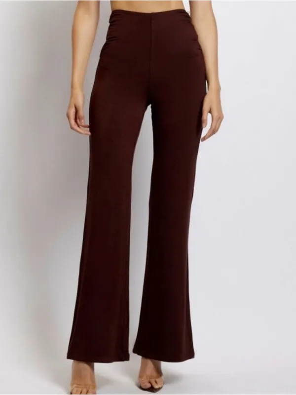 NWT MESHKI Eleanor Ruched Cut Out High Rise Brown Pants Women's Size XS - Image 3