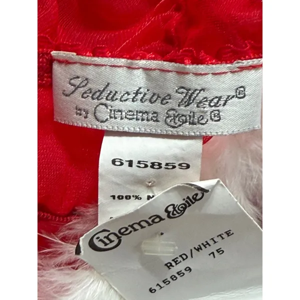 Seductive Wear by‎ Cinema Etoile Red White Fur Trim Babydoll Teddy Lingerie XL - Image 5