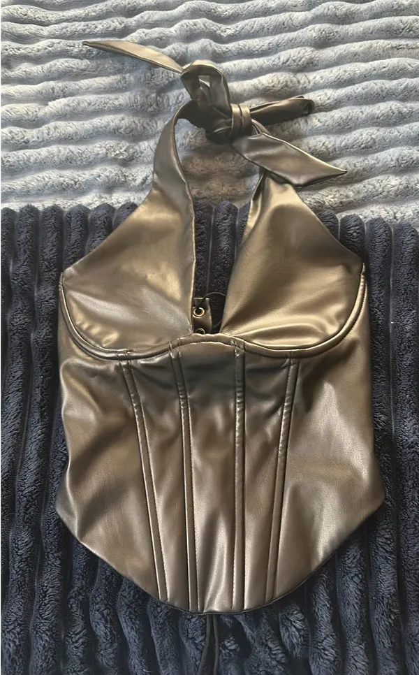 Windsor Black Leather Top Corset - Image 2