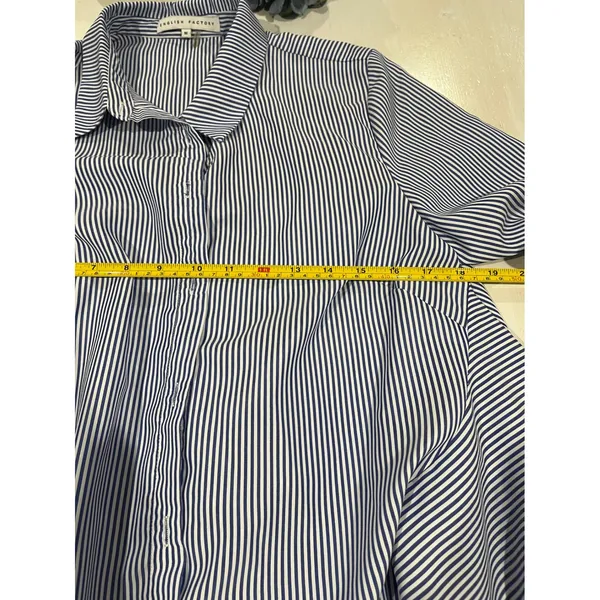 English Factory‎ Striped Blouse Ruffle Back Long Sleeve Shirt Size M - Image 4