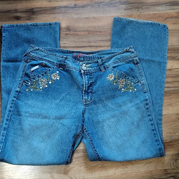d. jeans Bootcut floral embroidered sz 16 Girlhoodcore feminine grandma 90s Y2K - Image 2
