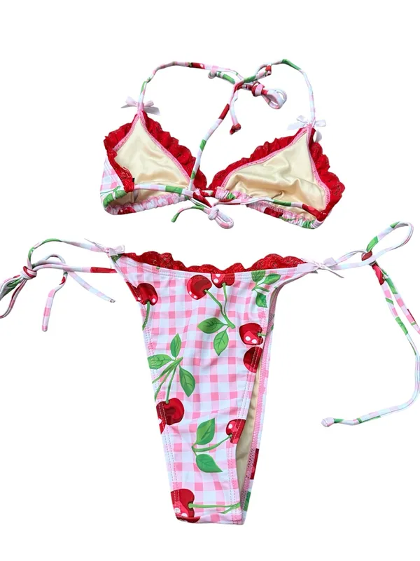 Foreplay Cherry Bikini Set Pink Size M - Image 2