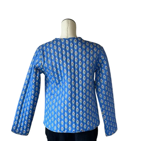 NWOT Japna Blue Floral Quilted Jacket Blue Small - Image 7
