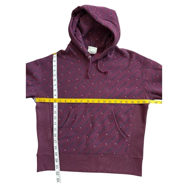Champion Reverse Weave Hoodie Small Women's All Over Logo Print Burgundy Maroon - Image 11