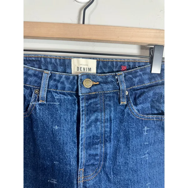 Sézane The Slim Parfait High Rise Straight Leg Jeans Indigo Blue Size 38 US 6 - Image 4