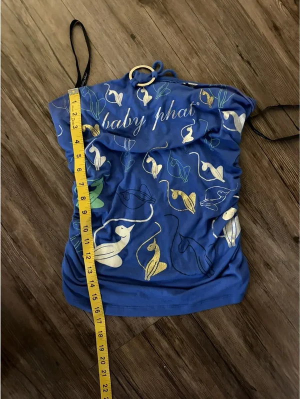Y2K Rare Vintage Baby Phat Blue Tie Neck Halter Top Sz M - Image 5