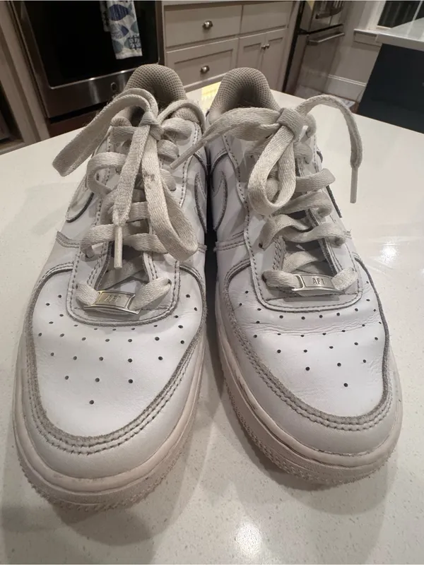 Nike Air Force‎ 1 Low Triple White Sneakers Youth 7Y Women's 8.5 - Image 3