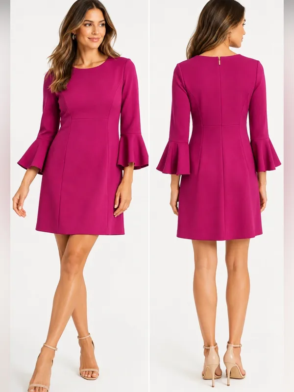 NEW Trina Turk Magenta Pink Bell Sleeve Dress - Image 2