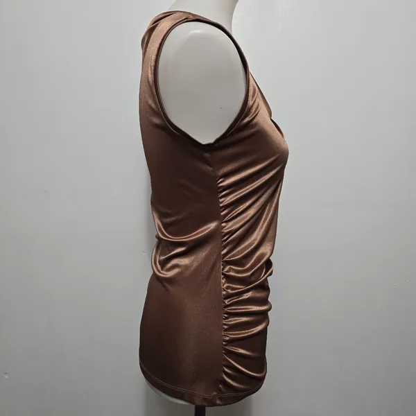 NY&Co Shimmering Bronze Metallic Sleeveless Top Medium Y2K Glam Luxe Shimmercore - Image 4
