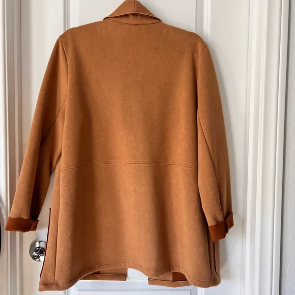 Zara‎ Brown Open Front Cardigan Large Long Sleeves Collared - Image 2
