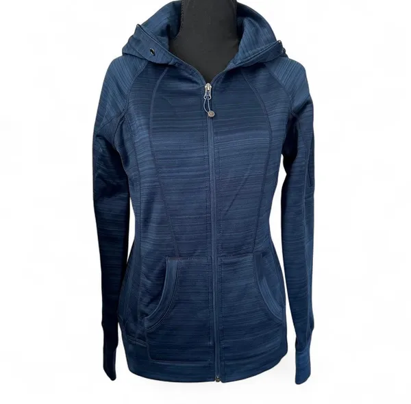 Blue casual zip up hoodie sport sweatshirt jacket size medium - Image 2