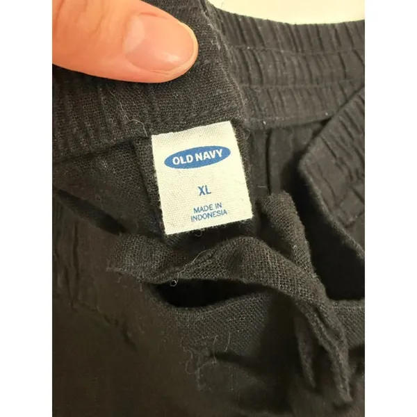 Old Navy Linen Blend Pull On Shorts Black Drawstring XL - Image 4