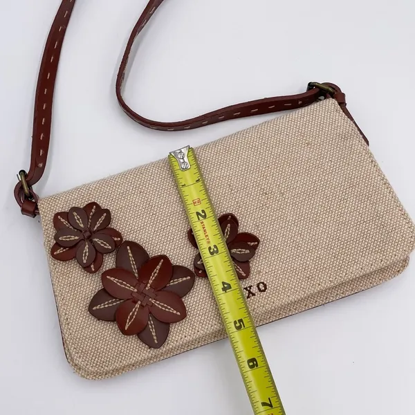 Vintage XOXO Y2K Mini Bag Purse Cotton Jute Fabric Flower Applique Retro 2000s - Image 10