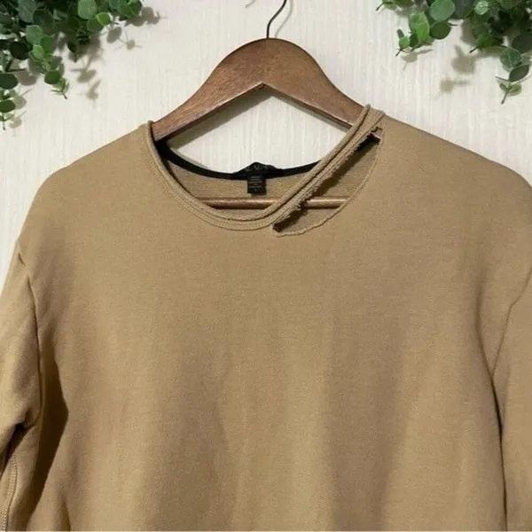 ALALA Cypher Distressed Sweatshirt Small Tan Cutout Pullover Athleisure - Image 6