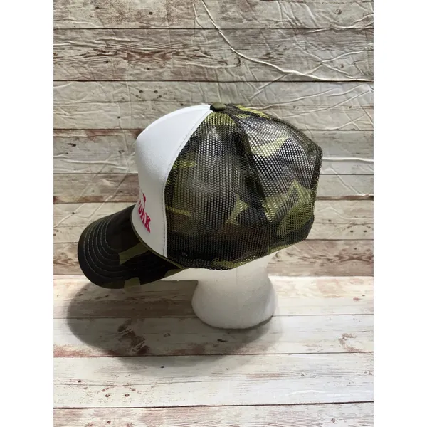 "Too Pretty To Work" Trucker Hat Camo Embroidered Pink One-Size Snapback Funny - Image 2