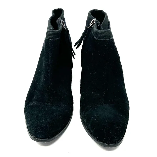 Toms Size 6.5 Boots Black 2"‎ Heel Side Zip Pointed Toe Leather Suede Workwear - Image 10
