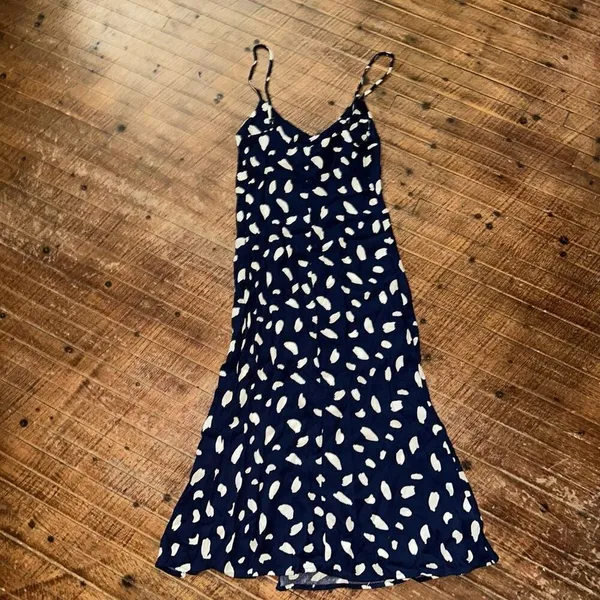 Reformation Crimini blue splatter Y2K 0 crepe midi slip sundress - Image 5
